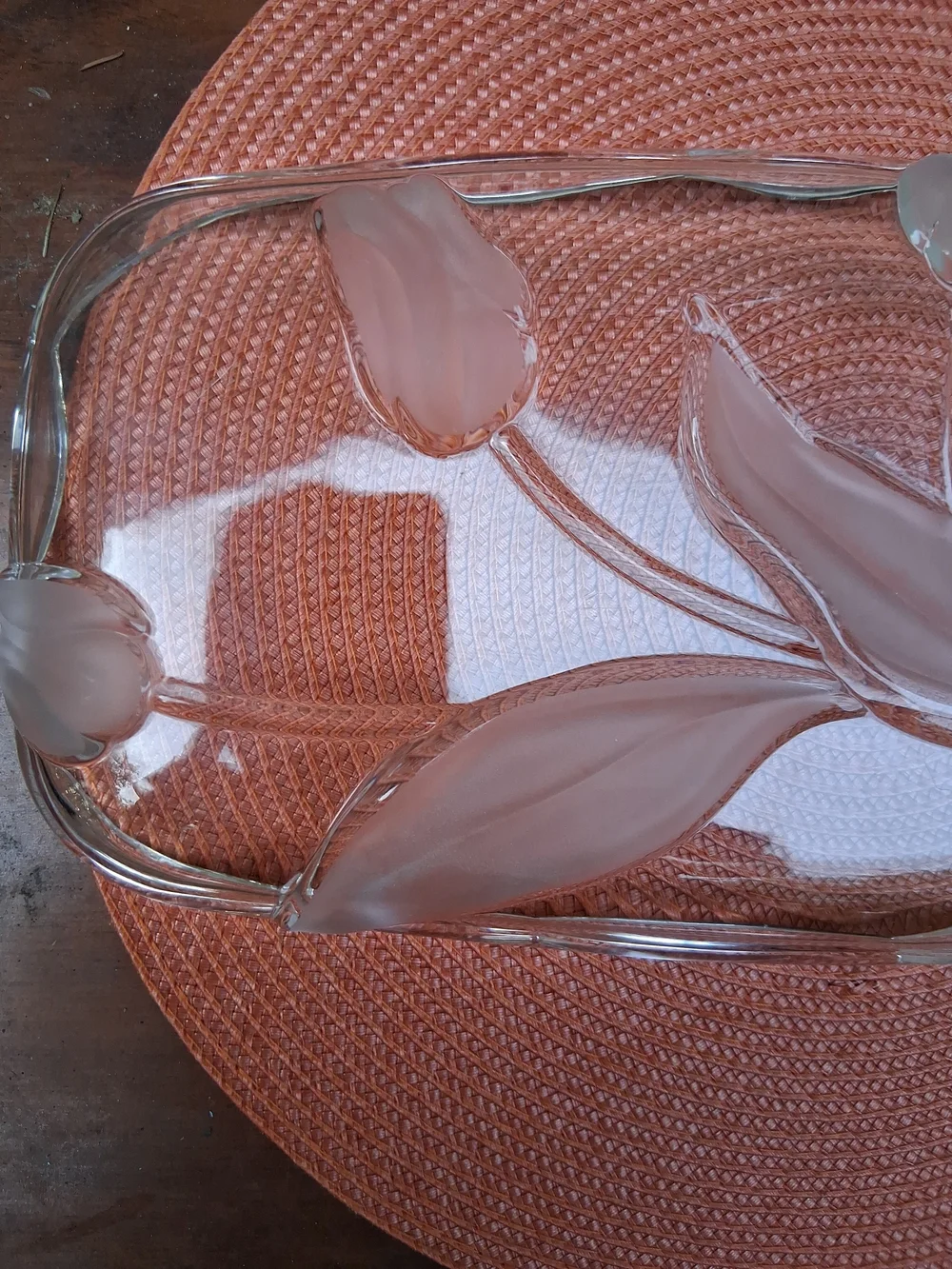 Mikasa Vintage Tivoli Serving Platter Etched In Clear Tulips         15 X 7